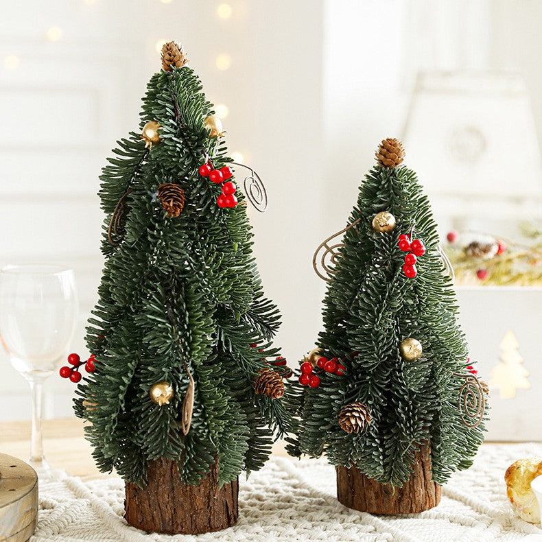 Decoratiune Craciun pentru Masa, Vivimall, Ornament de Decor Model Brad de Craciun de Dimensiuni Mici, pentru Birou si Interior, din Plastic 30 x 15 x 15 cm, Verde - vivimall.ro
