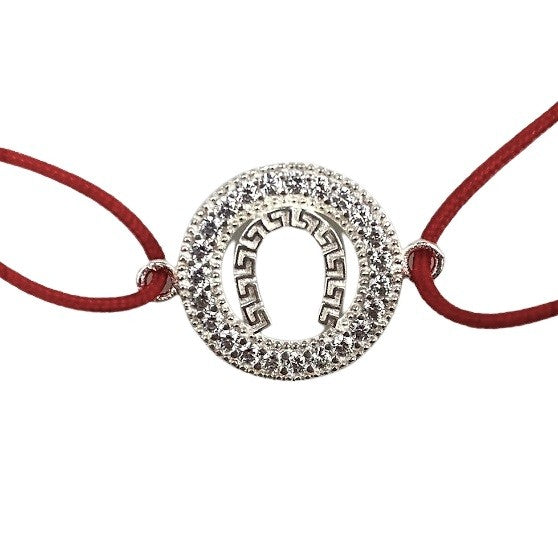 Bratara Snur Reglabil, Argint 925, Potcoava Incadrata Cu Pietre, Jolie Silver, 1 g, 2 cm x 1.5 cm - vivimall.ro