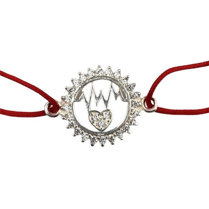 Bratara Snur Reglabil, Argint 925, Cerc Cu Puls Si Inima, 1.3 g, 2 cm x 1.5 cm - vivimall.ro