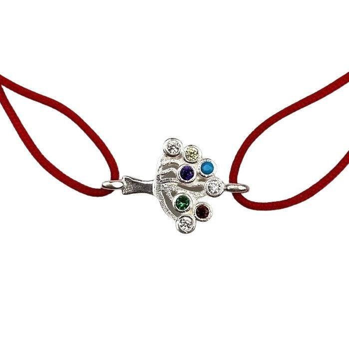 Bratara Snur Reglabil, Argint 925, Pom cu Pietre Colorate, Jolie Silver, 0.7 g, 2 cm x 1.2 cm - vivimall.ro