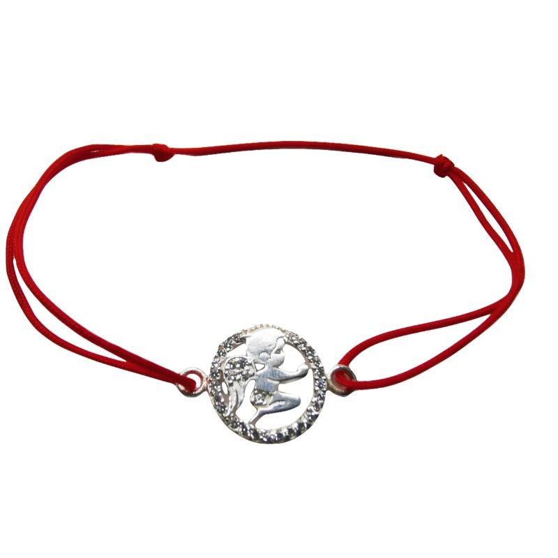 Bratara Snur Reglabil, Argint 925, Ingeras In Cerc Cu Pietre, Jolie Silver, 1.2 g, 2 cm x 1.5 cm - vivimall.ro