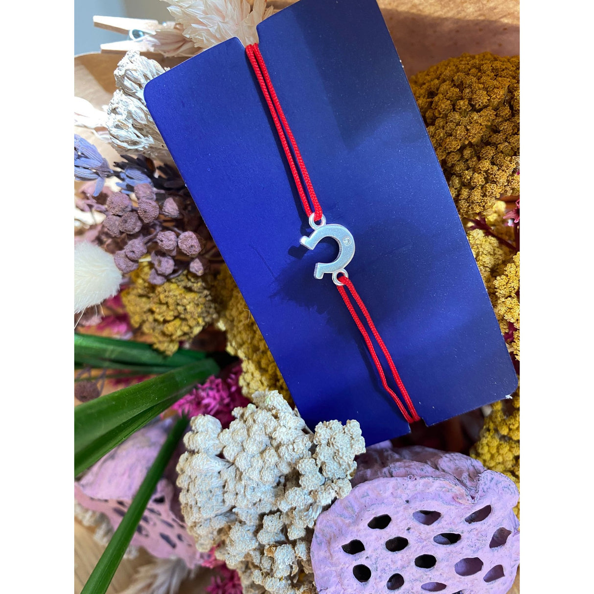 Bratara cu Snur Rosu, Argint 925, Potcoava, Jolie Silver, 0.6 g, 10x15 mm - vivimall.ro