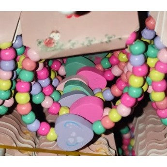 Bratara Curcubeu Elastica, Bile si Pandantive din Lemn Colorate, Modele pentru Copii - vivimall.ro