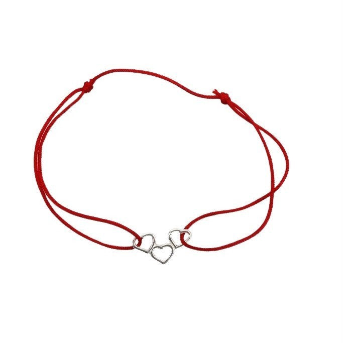 Bratara Snur Reglabil, Argint 925, Inimi Unite, Jolie Silver, 0.6 g, 1.5 cm x 1 cm - vivimall.ro