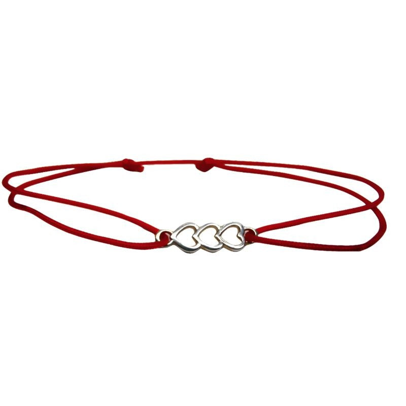 Bratara Snur Reglabil, Argint 925, Sir Inimioare, 0.5 g, 2 cm x 0.5 cm - vivimall.ro