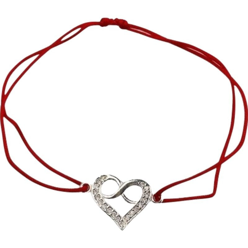 Bratara Snur Reglabil, Argint 925, Infinit In Inima Cu Zirconii, Jolie Silver, 1 g, 2 cm x 1.5 cm - vivimall.ro