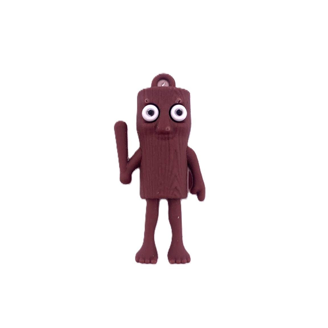 Breloc de chei Flippy din silicon cu figurina Brainrot Tung Tung Sahur, 4 cm, culoare maro, vedere frontală