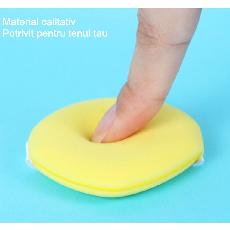 Burete de Machiaj Triunghi Flippy, Reutilizabili, Utilizare Umeda sau Uscata, 5.5 x 5.5 x 0.9 cm, Powder Puff, Galben