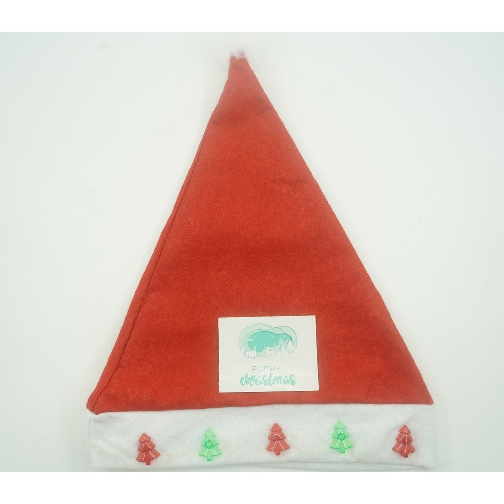 Caciulita de Mos Craciun,Flippy, cu braduti ,led si muzica, rosie, marime universala, poliester - vivimall.ro