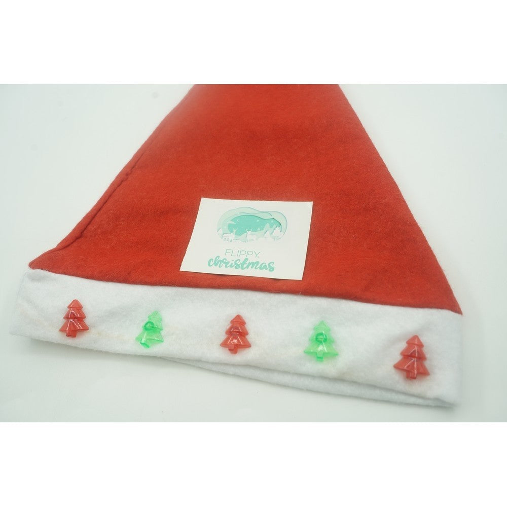 Caciulita de Mos Craciun,Flippy, cu braduti si led, rosie, marime universala, poliester - vivimall.ro