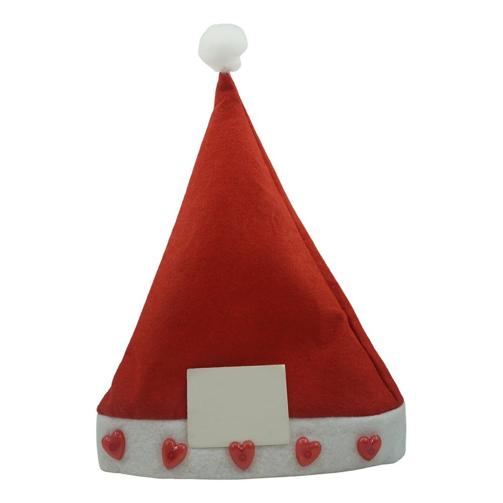 Caciulita de Mos Craciun,Vivimall, cu inimi ,led si muzica, rosie, marime universala, poliester - vivimall.ro