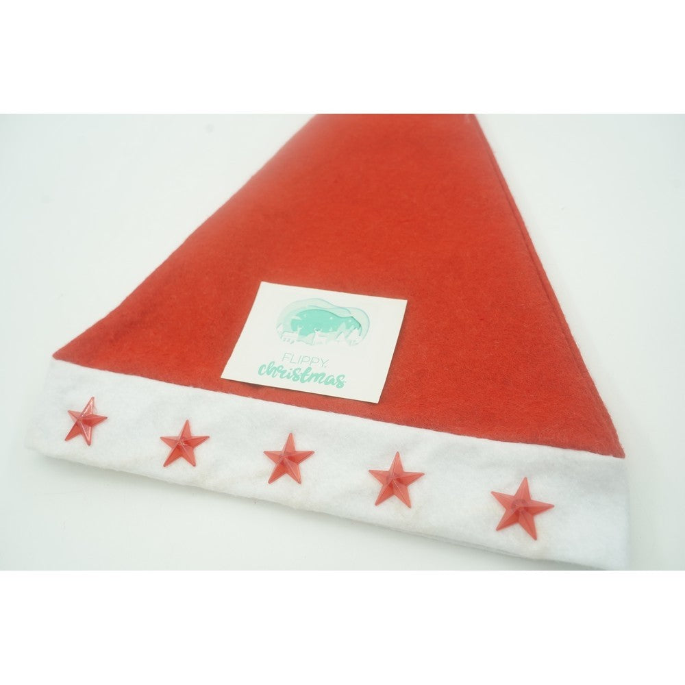 Caciulita de Mos Craciun,Vivimall, cu stele ,led si muzica, rosie, marime universala, poliester - vivimall.ro