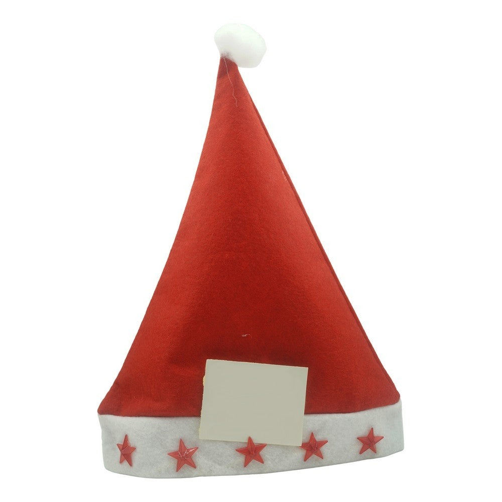 Caciulita de Mos Craciun,Vivimall, cu stele ,led si muzica, rosie, marime universala, poliester - vivimall.ro