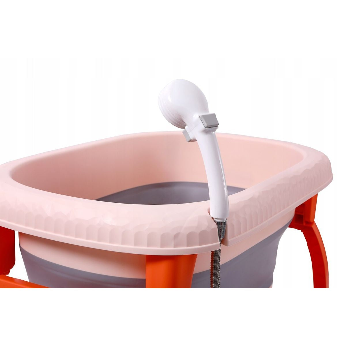 Cada Pliabila pentru Baie, Vivimall, din PP+TPE, pentru Copii 0-6 Ani, cu Picioare, Suport de Sezut, Scurgere Etans, 80 x 52 x 42 cm, Portocaliu - vivimall.ro