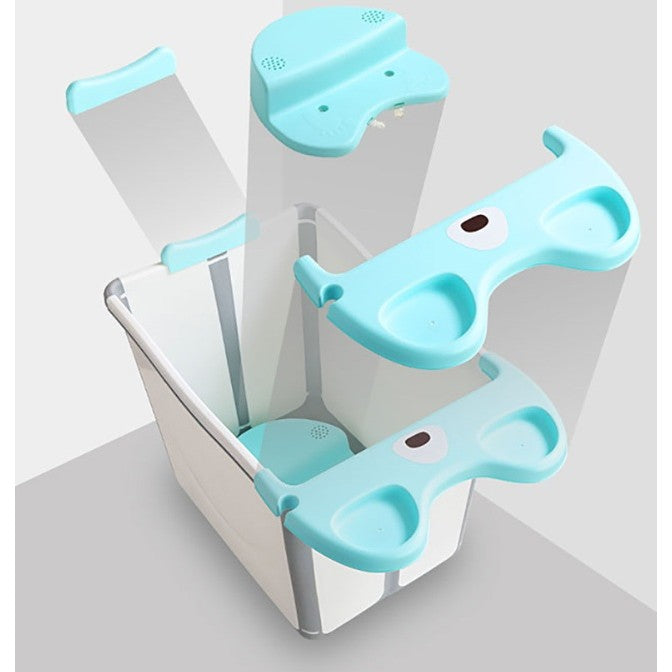 Cada Pliabila pentru Baie, Vivimall, din PP+TPE, pentru Copii +6 Luni, Model Ursulet, Scaun de Interior, Detasabil, 82 x 50 x 54 cm, Albastru - vivimall.ro