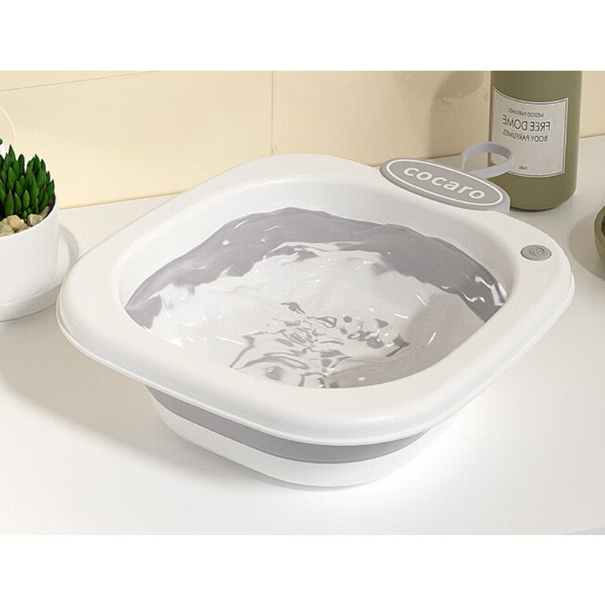 Lavoar Pliabil, Vivimall, pentru Copii 1-8 Ani, 28.5x28.5x10 cm, din PE+PP, 3.5l, Model Fata, Gri - vivimall.ro