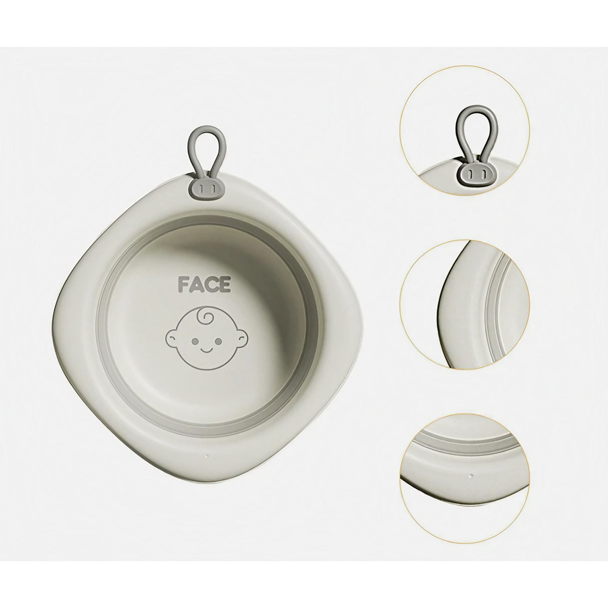 Cada Pliabila pentru Baie pentru Copii, Vivimall, Cadita pentru Bebelusi, Model Romb pentru Fata, Gri, 31.5x31.5x3.5 cm, 3L - vivimall.ro