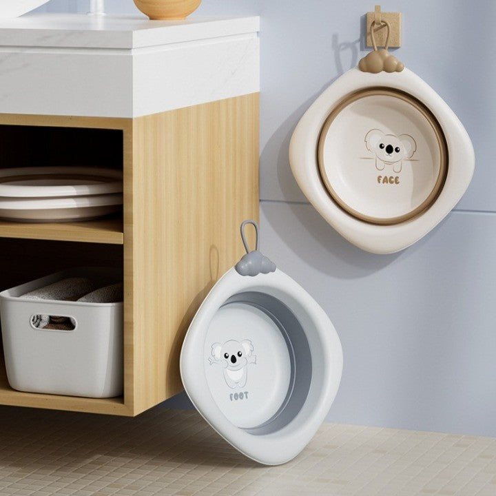 Cada Pliabila pentru Baie pentru Copii, Vivimall, Cadita pentru Bebelusi, Model Romb pentru Fata Koala, Maro, 30x30x3.5 cm, 4L - vivimall.ro