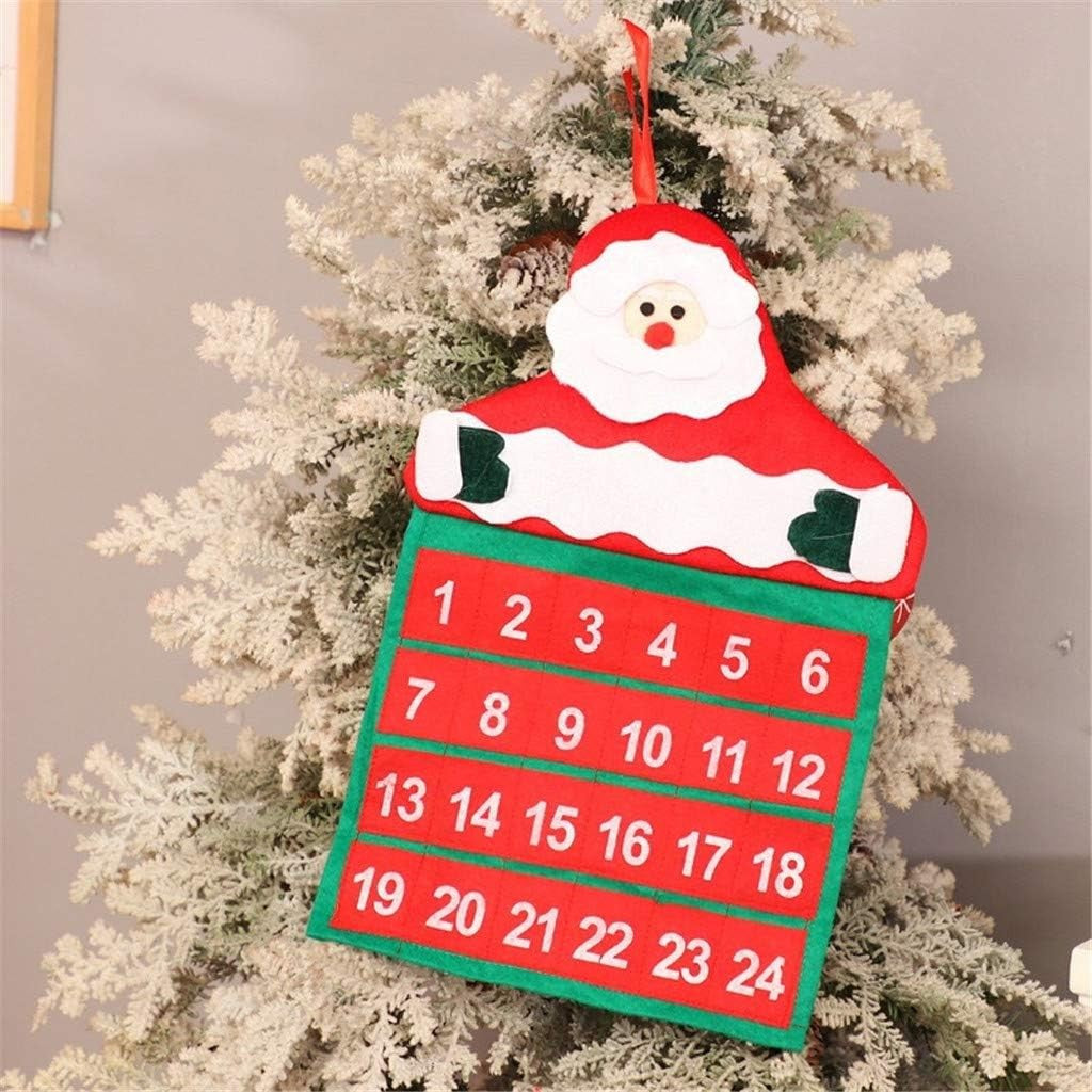 Calendar de Craciun Vivimall, Mos Craciun, tip decoratiune, material poliester, cu buzunarele, pentru brad sau prete, 20 x 30 cm, multicolor - vivimall.ro
