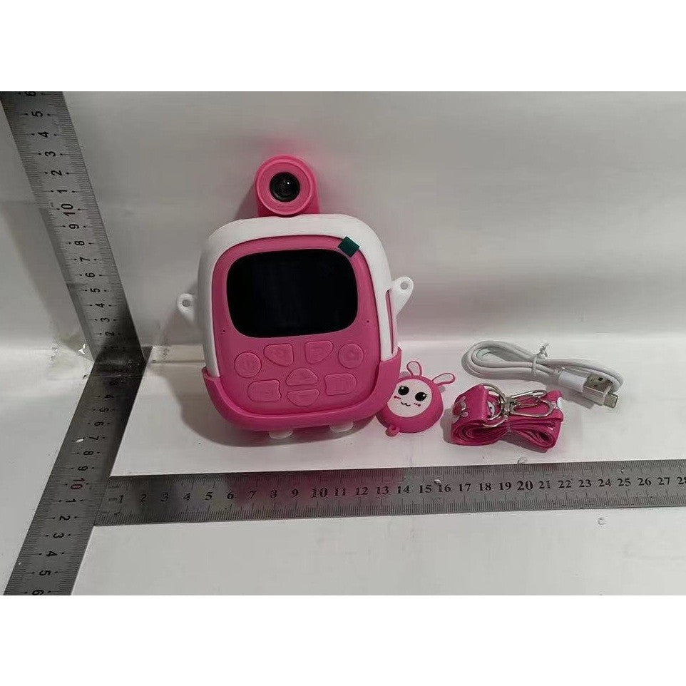 Camera Instantanee pentru Copii, Vivimall, cu Functie de Printare, Cablu USB-C, Bluetooth, Compatibil iOS/Android, Camera Frontala + Selfie, Model Iepure, Snur Inclus, Roz - vivimall.ro