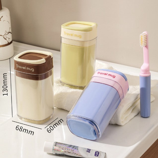 Cana Multifunctionala pentru Voiaj, Vivimall, cu Functii de Depozitare si Suport Articole Igiena Dentara, 13 x 6.8 x 6 cm, Galben - vivimall.ro