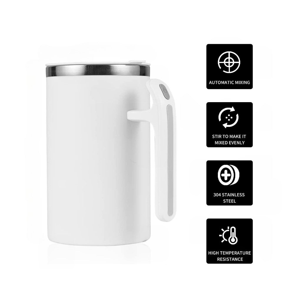 Cana portabila cu mixer incorporat, Vivimall, pe baterii, 380 ml, alb - vivimall.ro