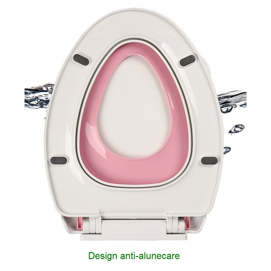 Capac de Toaleta cu Reductie 3 in 1, Vivimall, pentru Copii +3 Ani si Adulti, Coborare Lenta si Silentioasa, Instalare Usoara, din PP5 , in Forma de O, Alb/Roz - vivimall.ro