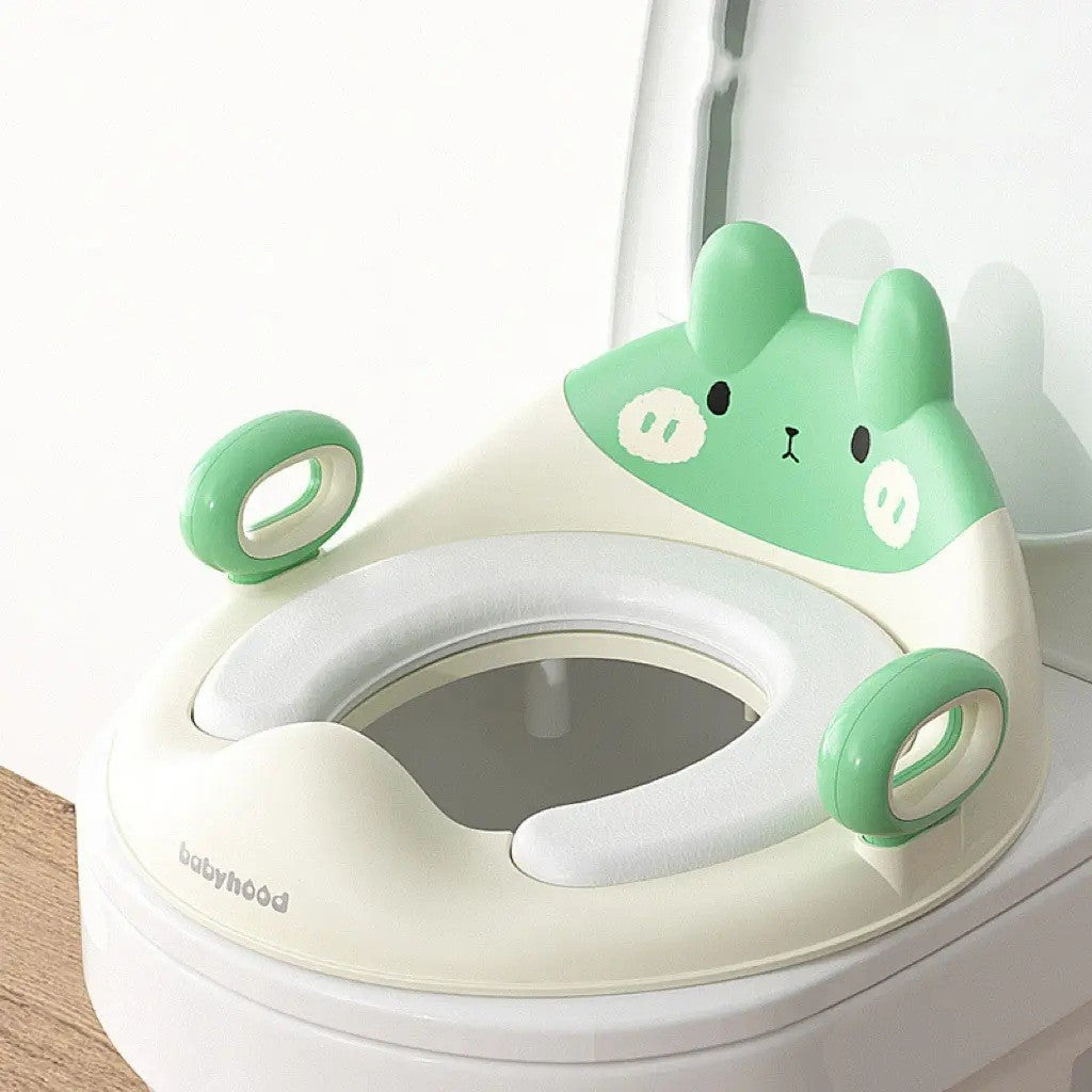 Capac WC cu Reductie, Vivimall, pentru Copii, cu Manere, Model Ursulet, Plastic Durabil, Verde - vivimall.ro
