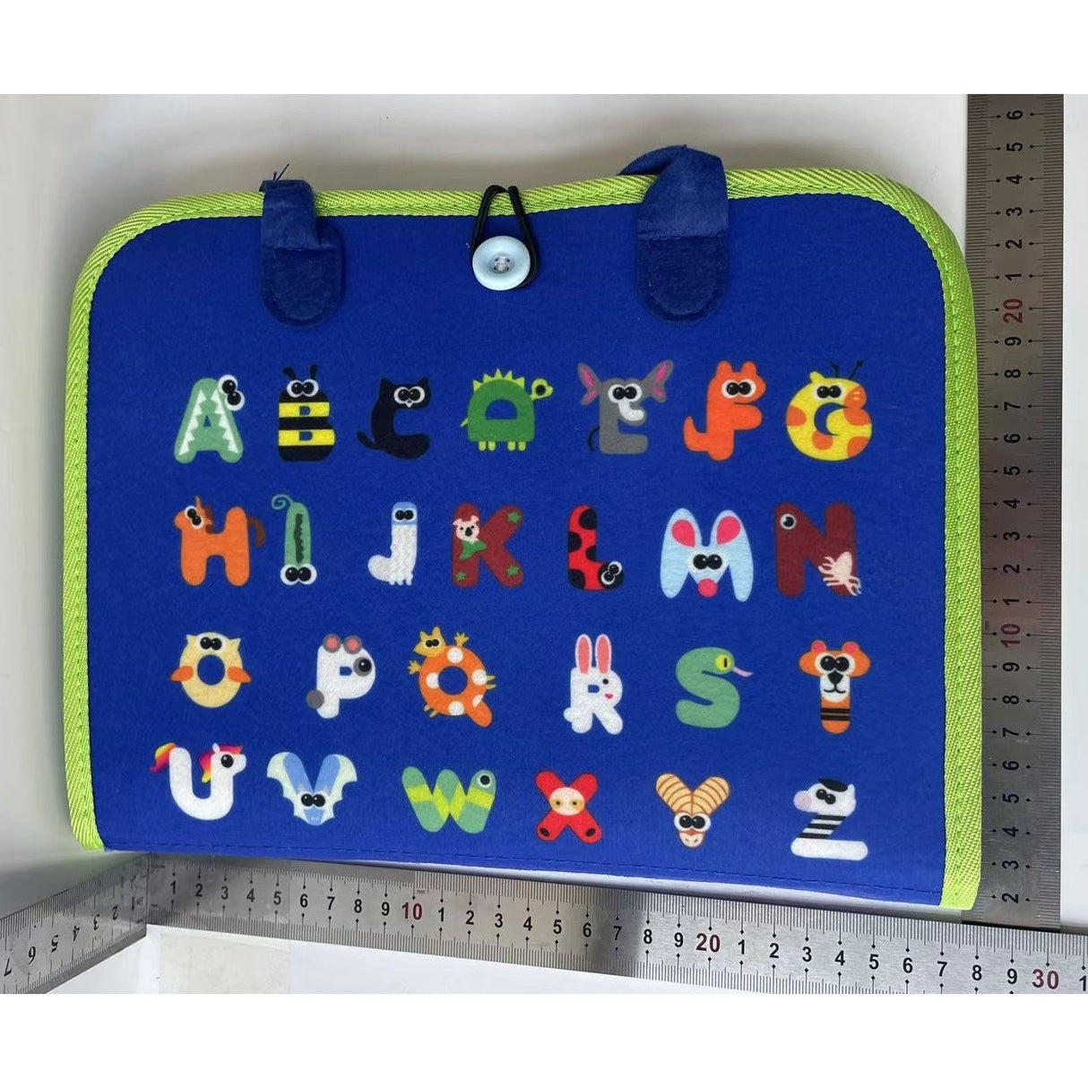 Carte Senzoriala Educativa Montessori, Vivimall, Dezvoltare Abilitati Motorii, 3 Pagini, Model Alfabet, 28x25x4 cm, Albastru - vivimall.ro