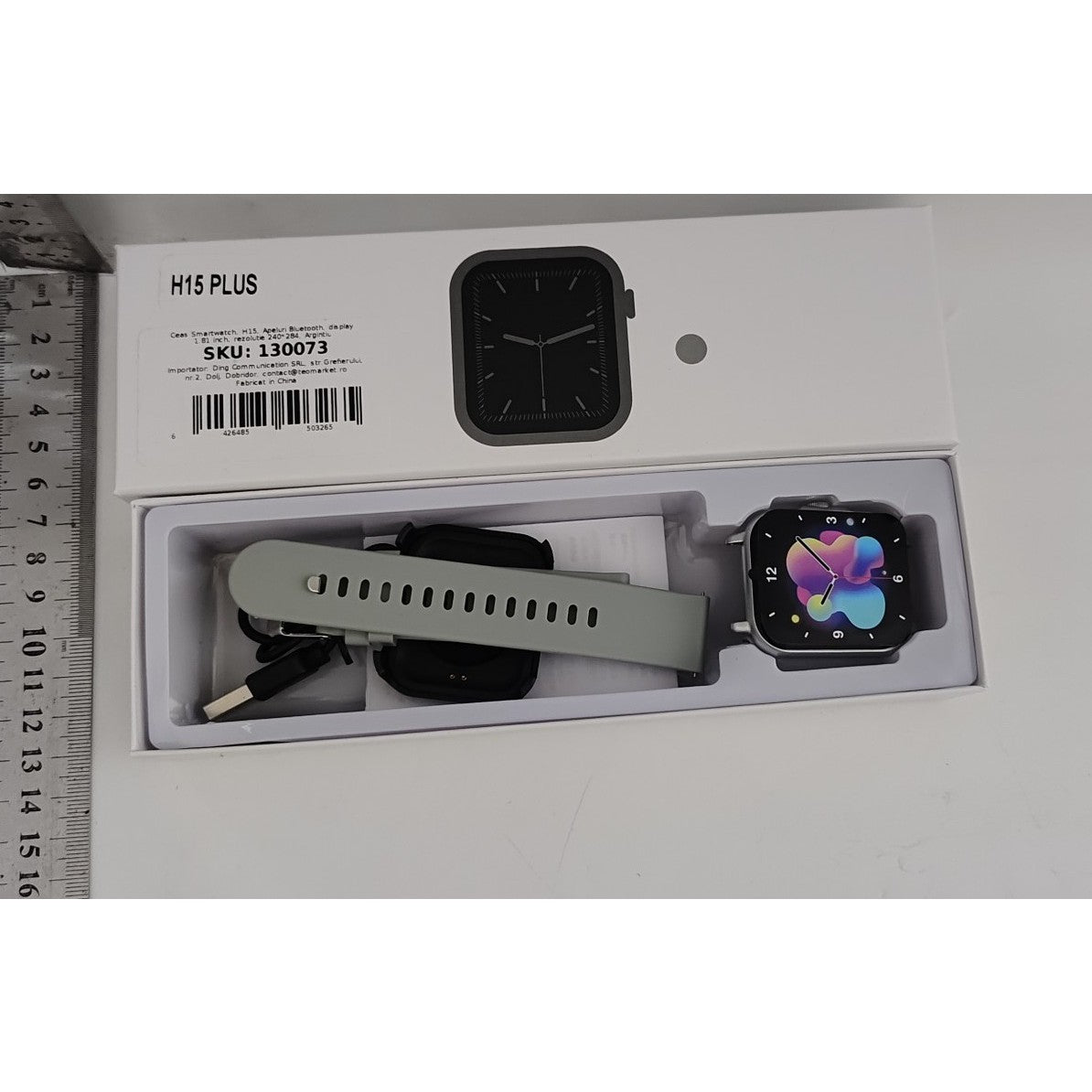 Ceas Smartwatch, Flippy, Editia H15, Apeluri Bluetooth, Afisaj 1.81 inch, Rezolutie 240 x 284, Puls, Siri, Baterie 180 mAh, Argintiu - vivimall.ro