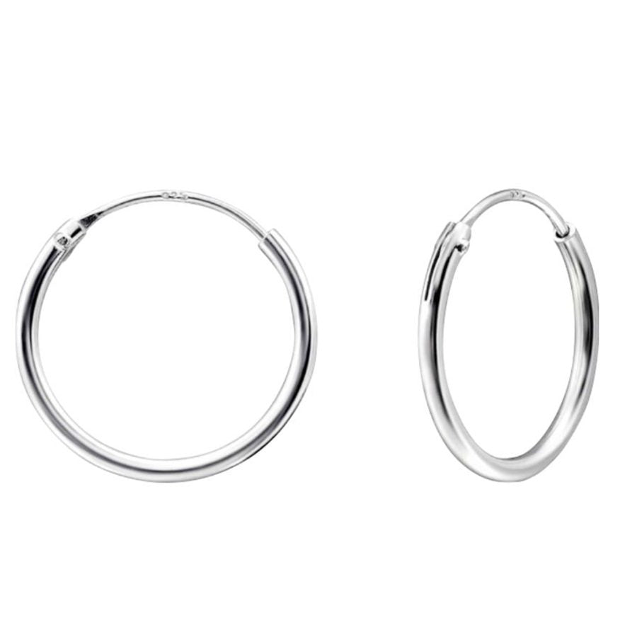 Cercei creole din argint 925 Jolie Silver, diametru 12 mm, argintiu, vedere frontală pe fundal alb