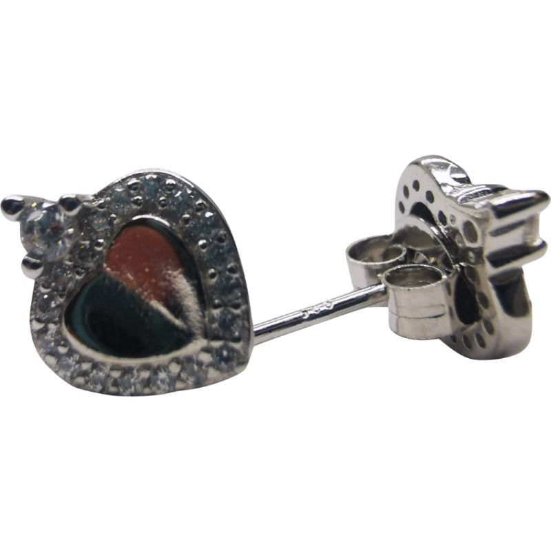 Cercei Argint 925 Inimioara cu o Piatra si Minizirconii - vivimall.ro