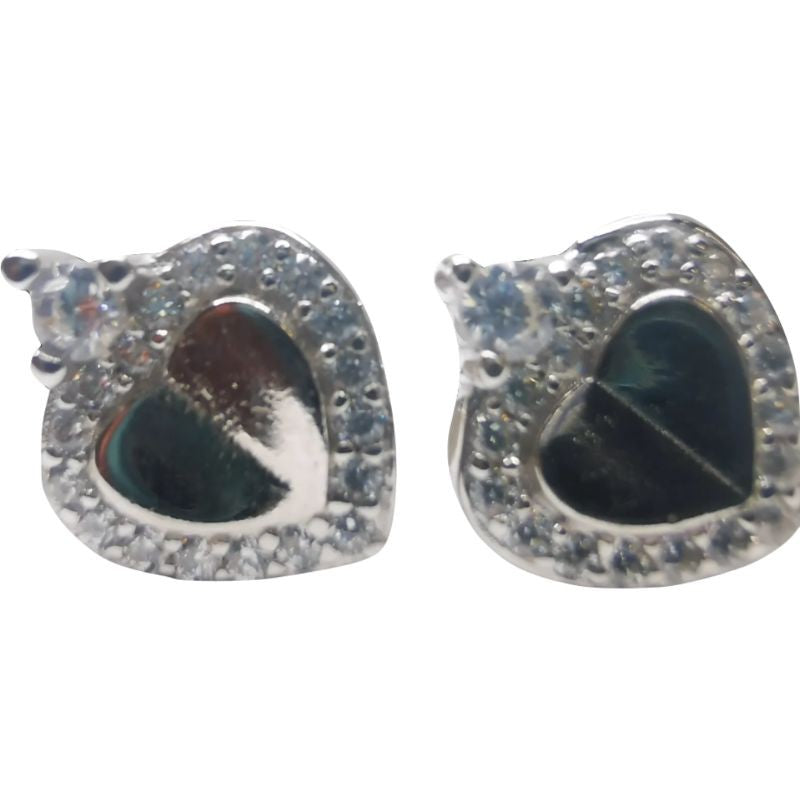 Cercei Argint 925 Inimioara cu o Piatra si Minizirconii - vivimall.ro