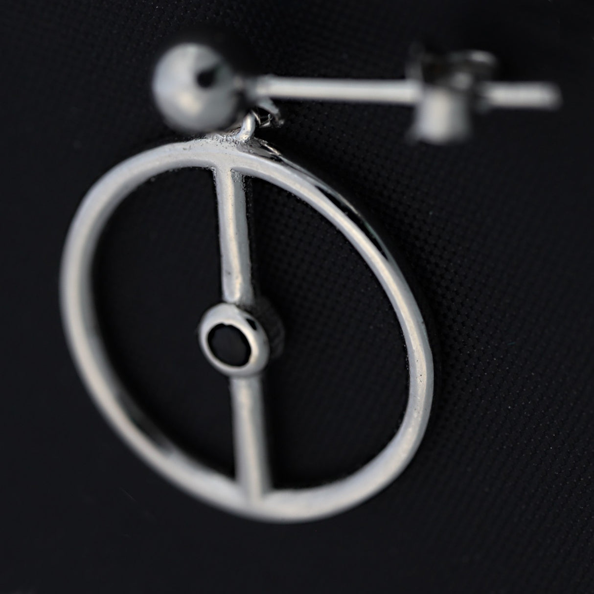 Cercei din Argint 925, model Cerc cu Onix - vivimall.ro