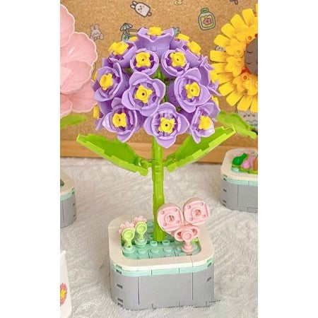 Set de Constructie Zambila in Ghiveci, Vivimall, 4 Ani, Ornament Creativ, 16.5x6.2 cm, Mov - vivimall.ro