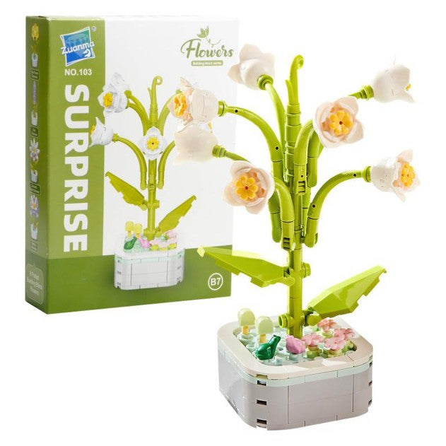 Set de Constructie Lacramioara in Ghiveci, Vivimall, 4 Ani, Ornament Creativ, 17.1x6.2 cm, Alb - vivimall.ro