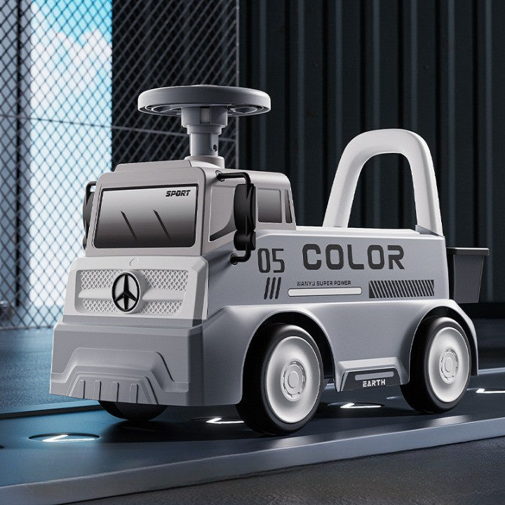 Mașinuță pentru copii, Vivimall, 3 ani, Model Camion, Sport, Claxon, Cutie Depozitare, 62x26x40 cm, Gri - vivimall.ro