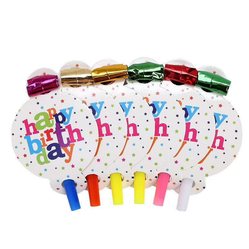 Set 6 Suflatori, Vivimall, Colectia Happy Birthday, 19 x 11 cm, din Carton/Plastic/Hartie, Multicolor - vivimall.ro