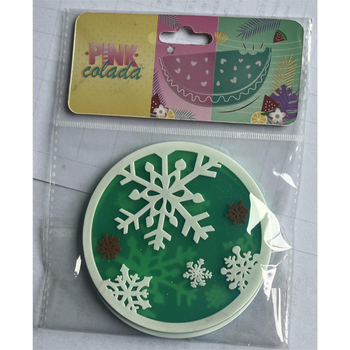 Suport pentru Pahar, Vivimall, Model Fulg de Nea, din PVC, 10 cm, Rezistent la Caldura, Verde - vivimall.ro