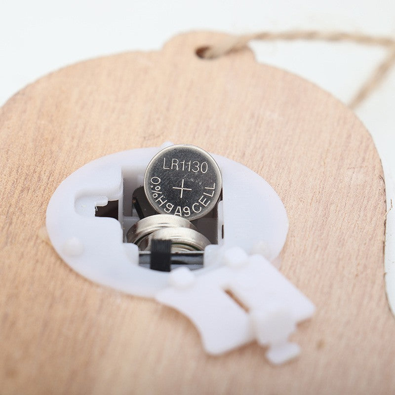 Ornament de Brad, Flippy, cu Lumini LED, din Lemn, Model Cadou, Multicolor - vivimall.ro