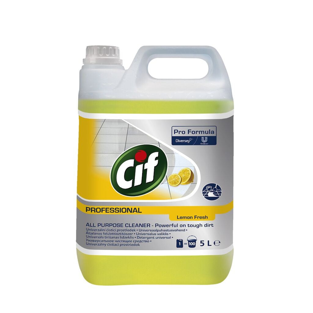Detergent universal CIF Lemon Fresh aplicat pe pardoseală cu mop, mod de utilizare