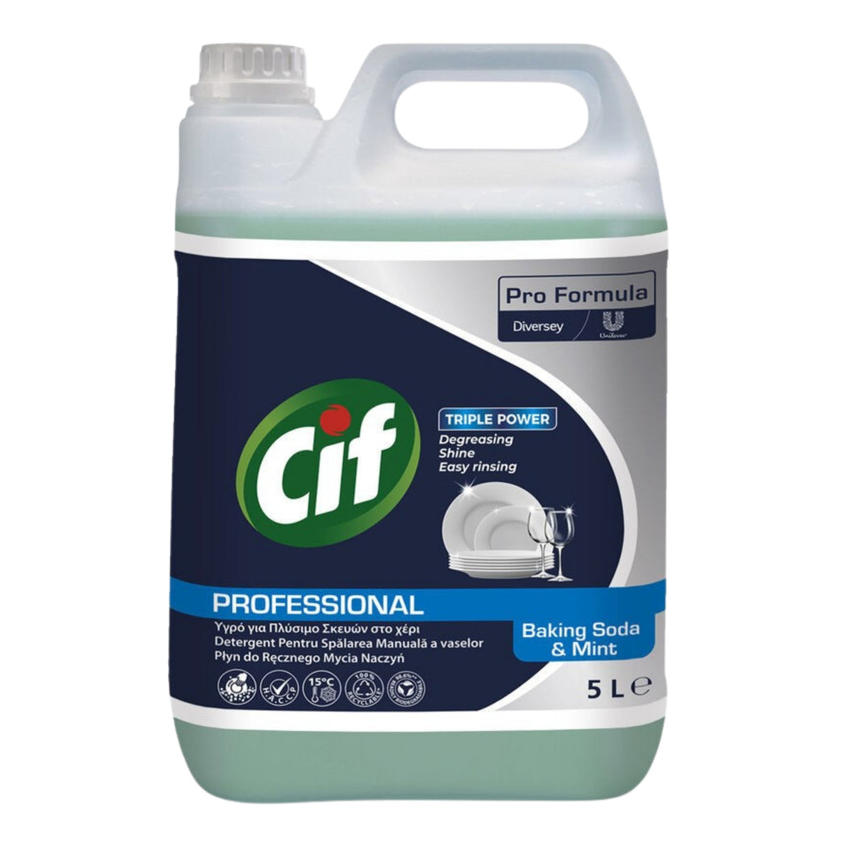 CIF Professional Baking Soda&Mint – Detergent Universal de Spalat Vase Manual, Parfum de Menta 5 L - vivimall.ro