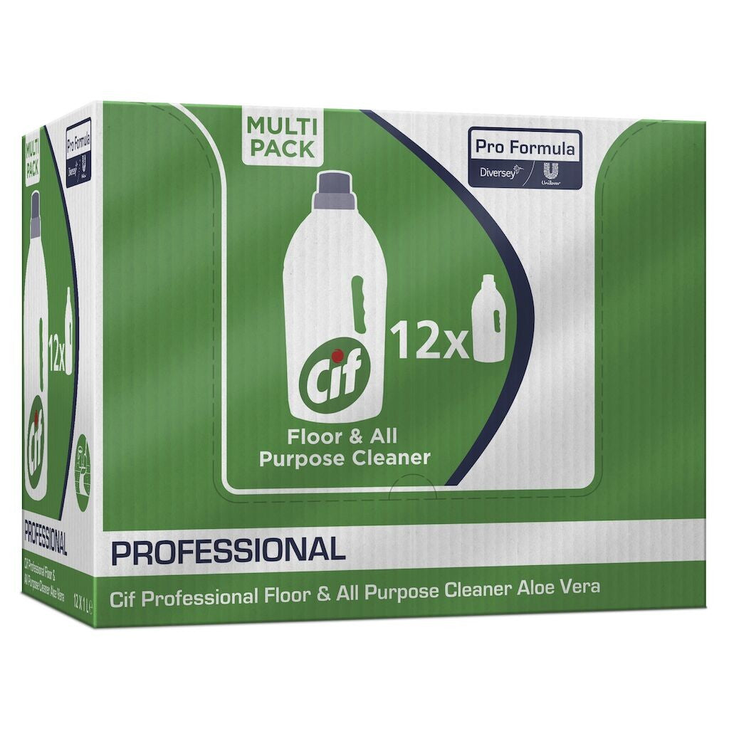 Sticlă detergent CIF Professional Floor APC Aloe Vera 1L cu capac dozator, detaliu etichetă