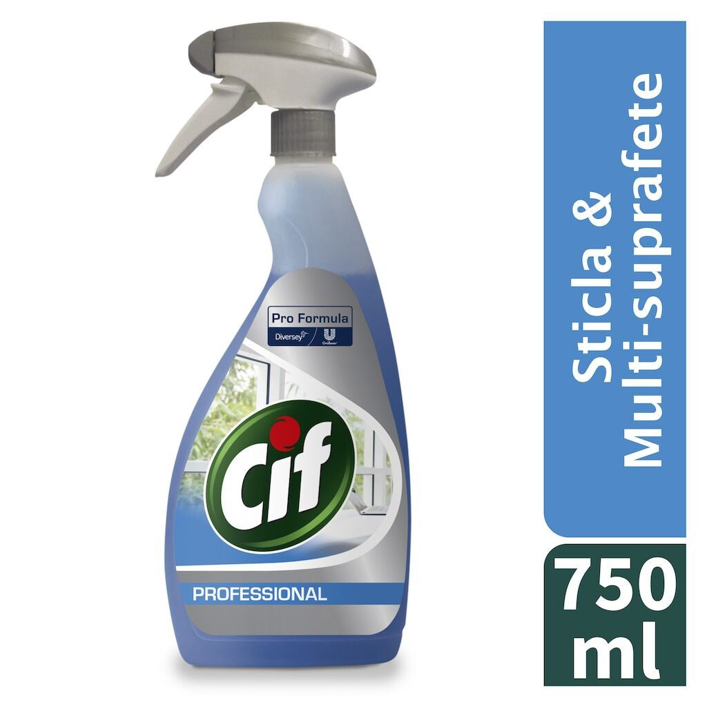 Spray CIF Professional Glass aplicat pe geam interior, efect fără urme și strălucire