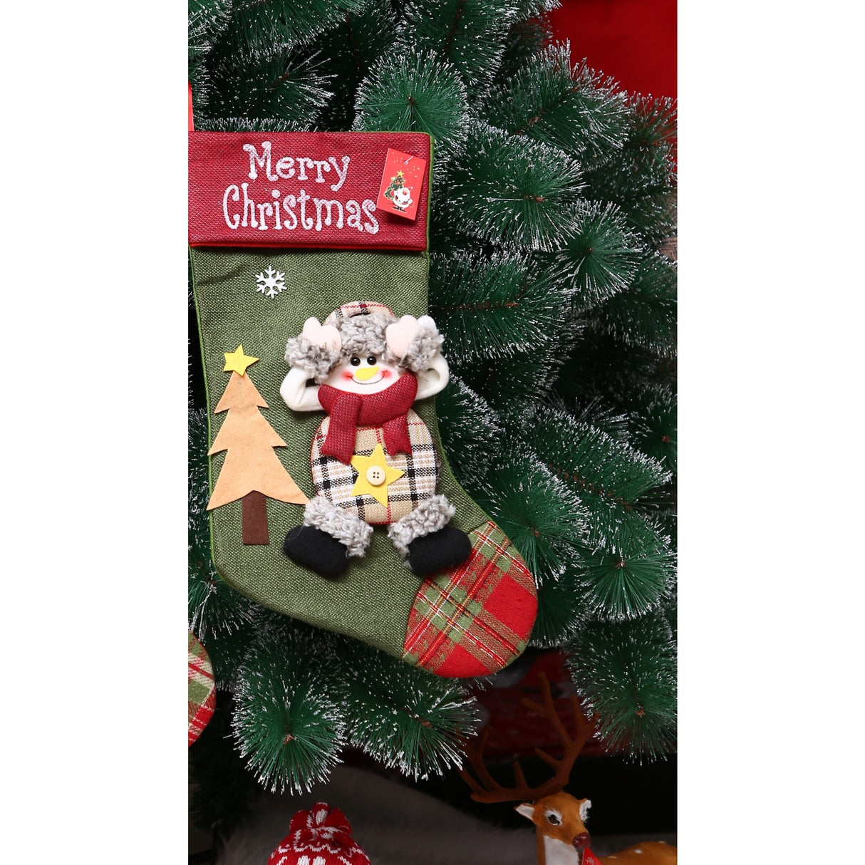 Ciorap Cadouri,Flippy,cu model elf,verde, marimea 20x40 cm, textil, interior - vivimall.ro