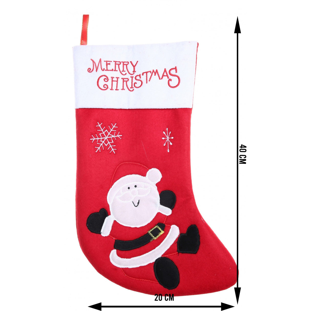 Ciorap Cadouri, Flippy,cu model Mos Craciun, rosu, marimea 20x40 cm, textil, interior - vivimall.ro