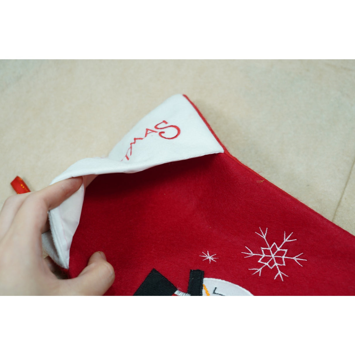 Ciorap Cadouri, Flippy,cu model om de zapada, rosu, marimea 20x40 cm, textil, interior - vivimall.ro