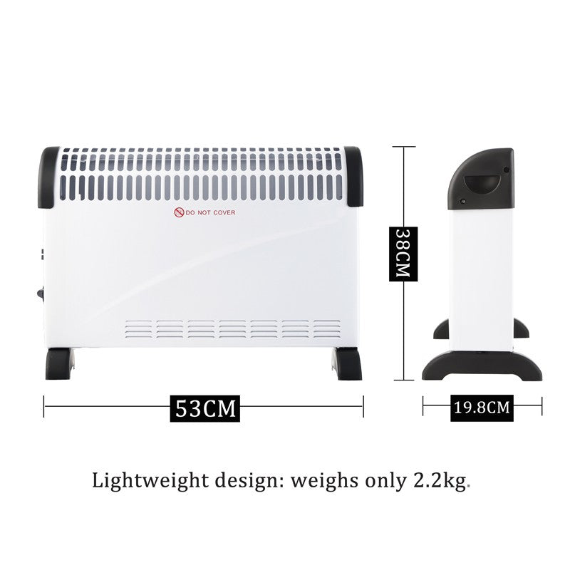 Convector Electric Clasic, Vivimall, 2000W, 3 Trepte de Putere, Termostat, 53x19.8x38 cm, Alb - vivimall.ro