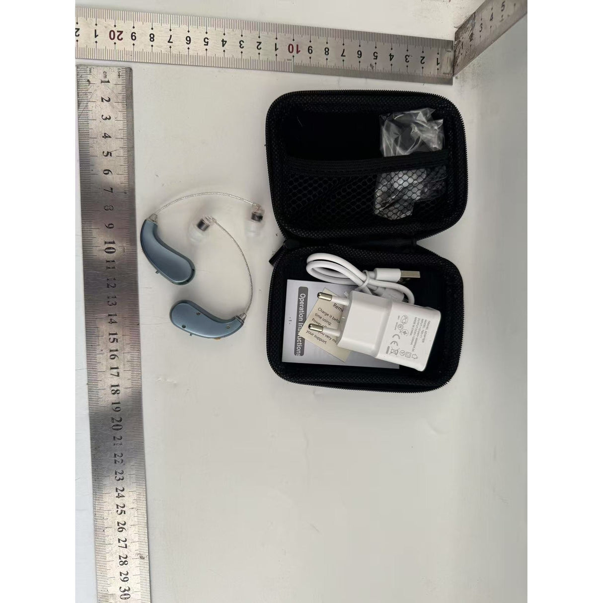 Aparat auditiv retroauricular BTE Reincarcabil, Vivimall, Set 2 bucati Stinga Dreapta, Standard European, Aparat auditiv Cu incarcator, Aparat pentru Auz, 12 x 8.5 x 4 cm, 89 g, Albastru - vivimall.ro