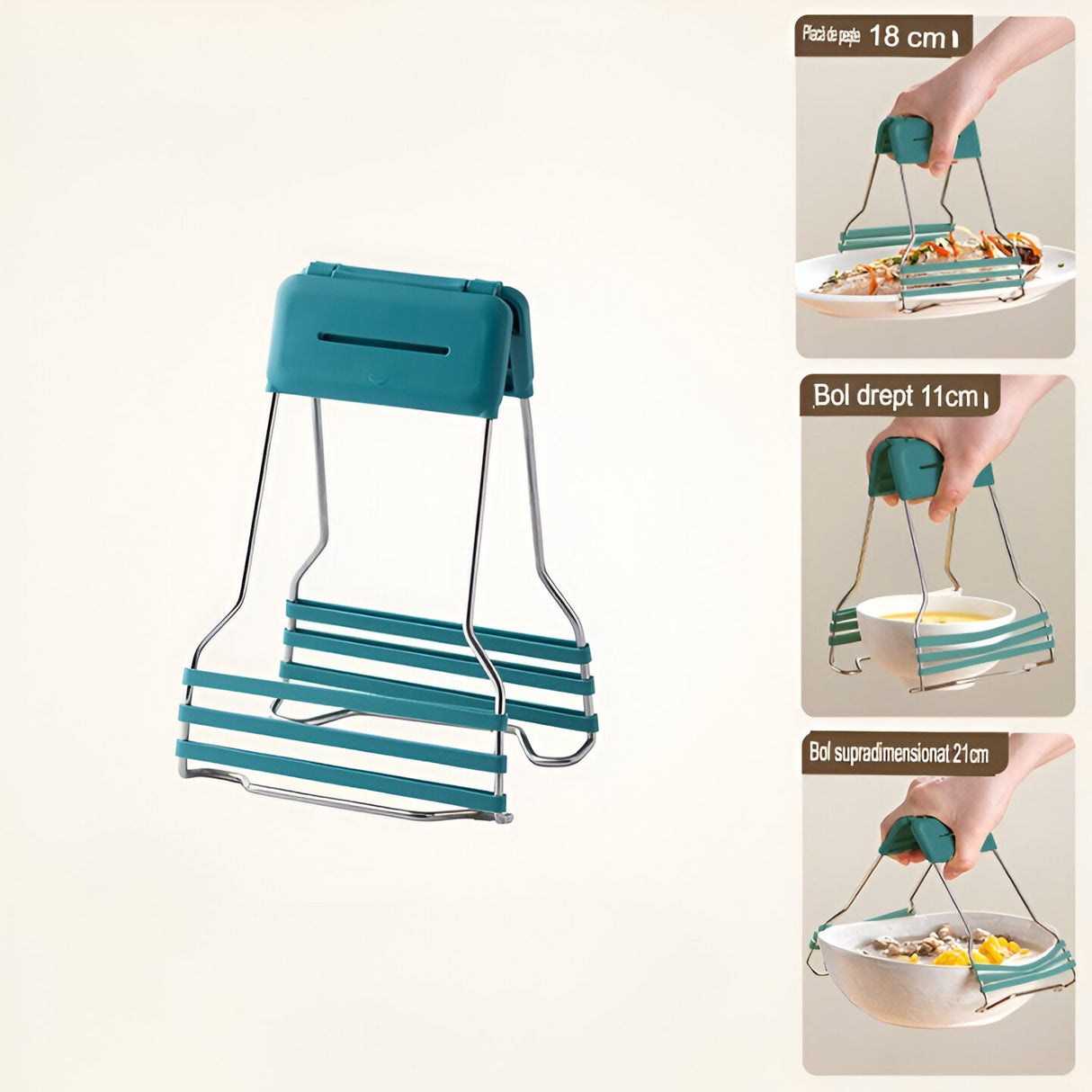 Clema pentru Boluri, Vivimall, Anti-Alunecare, din Silicon, de Uz Casnic, Rezistent la Temperaturi Inalte, 17.6x11.5x5.15cm, Verde - vivimall.ro